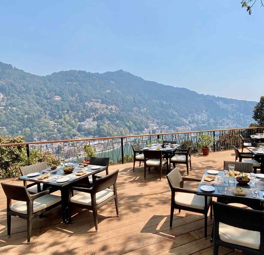 An al fresco sitting at the restaurant during the day - the naini retreat, nainital.